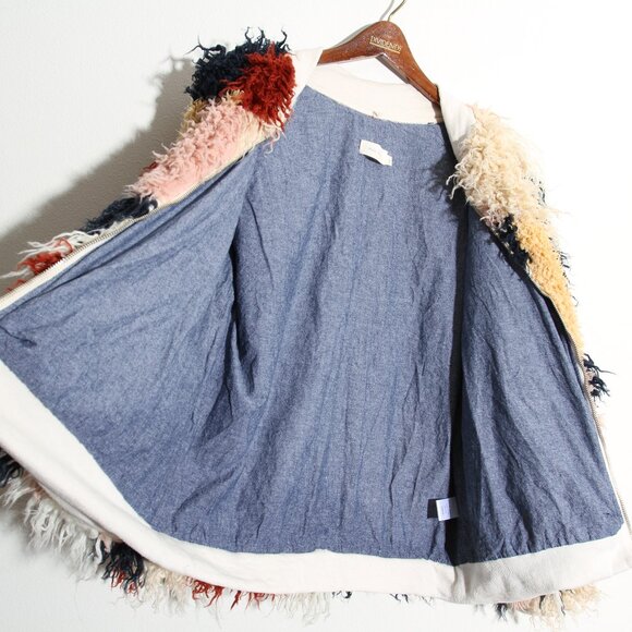 Nico Nico Spirit Faux Fur Bomber Jacket Multi Shaggy Full Zip Size Medium - Picture 12 of 16